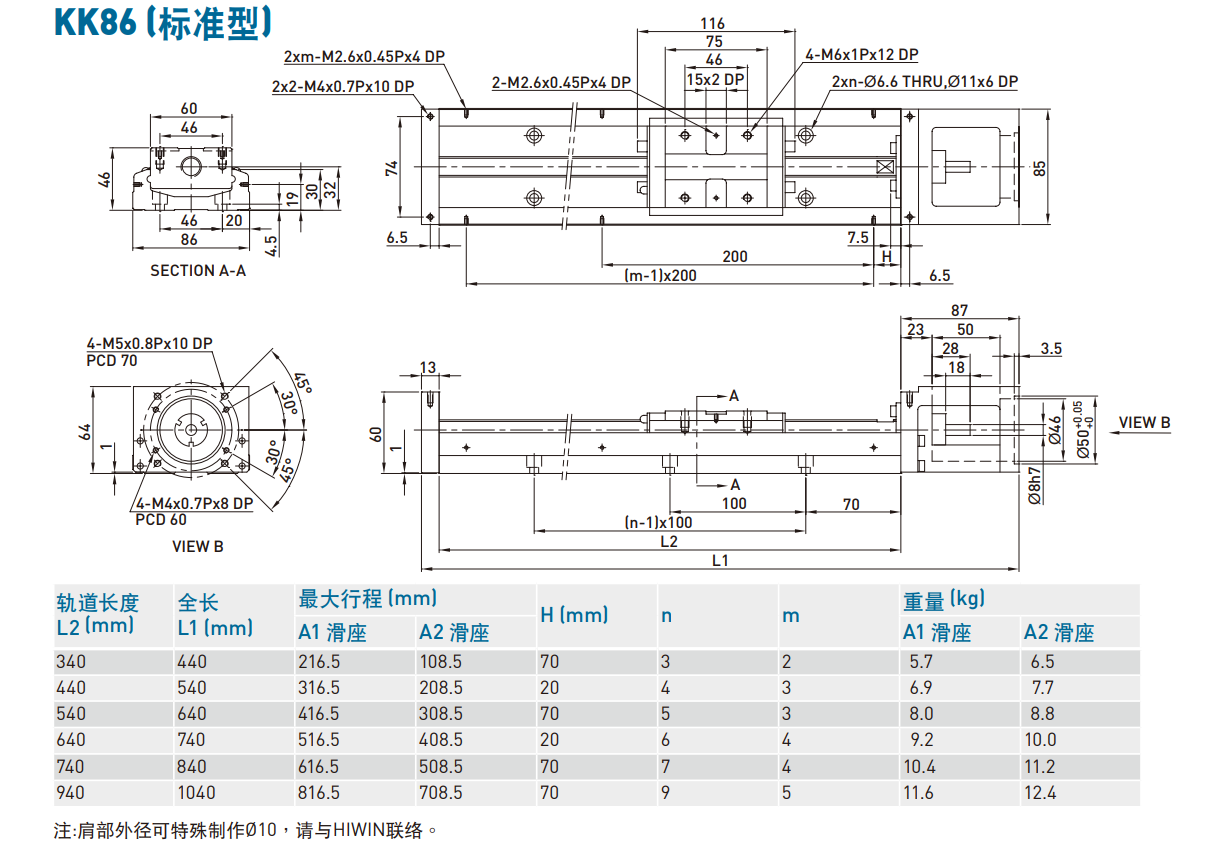 上銀直線模組KK8610C-340A2-F0